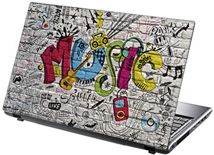 TaylorHe 15.6 inch 15 inch Laptop Skin Vinyl Decal with Colorful Patterns and Leather Effect Laminate MADE IN BRITAIN Music Graffiti