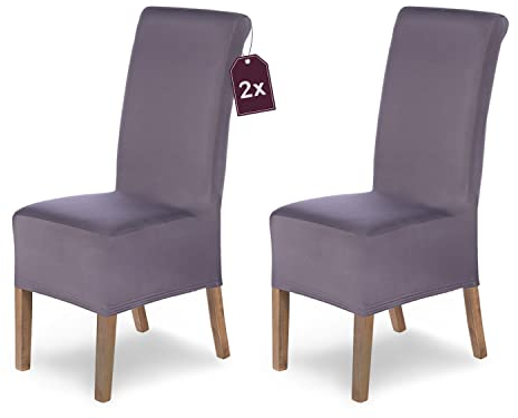 Scheffler Home Stuhlhussen Lena Nordic Grey 2er Set – Elastische & langlebige Stuhlbezüge für Schwingstühle & Esszimmerstühle – Waschbar & robust – Öko-Tex Zertifiziert