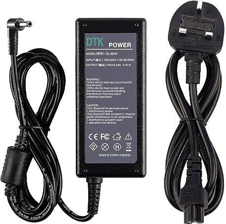 DTK 19V 3.42A 65W Laptop Charger for ASUS MSI Toshiba Lenovo Medion Notebook Computer PC Power Cord Supply Lead AC Adapter Connector 5.5 x 2.5mm (Note: not fit 4.0 * 1.35mm)