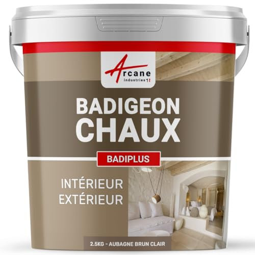 ARCANE INDUSTRIES Badigeon à la Chaux, décoration, intérieure et extérieur, Maison : Badiplus - 2.5 kg (jusqu'à 12.5 m²) Aubagne - Brun Clair