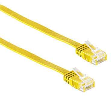 Kabelbude.eu Patchkabel Netzwerkkabel Ethernet LAN Kabel Flach U/UTP Cat.6 Slim Gelb 1m RJ45 Stecker