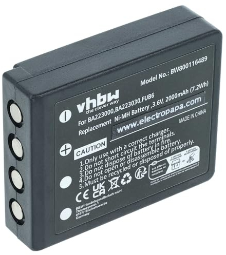 vhbw Akku kompatibel mit HBC Radiomatic Spectrum 2 | Vector Pro Fernbedienung Remote Control (2000 mAh, 3,6 V, NiMH)