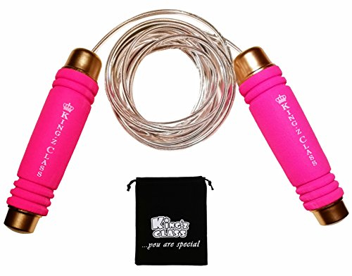 KING'Z CLASS Springseil für Kinder und Erwachsene, Sport, Fitness, Training, abnehmen, verstellbare Seillänge, Jumping Rope pink, Geschenkidee