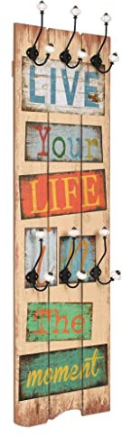 vidaXL Appendiabiti da Parete con 6 Ganci Live Life Attaccapanni Porta Abiti