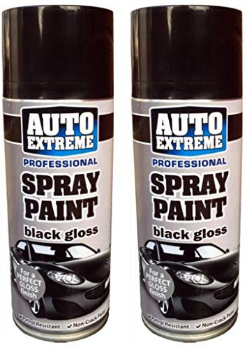 400ml Auto Extreme Professional Quality Perfect Finish Black Gloss Aerosol Spray Paint Cans For Cans Bikes Vans & Other surfaces (2)