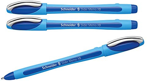 Schneider Schreibgeräte Kugelschreiber Slider Memo XB, Kappenmodell, blau (3X blau)
