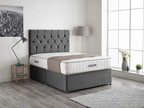 Bed Centre Ziggy Diwanbett mit Kaschmir-Taschenmatratze, 2 Schubladen (gleiche Seite) und Kopfteil, Double (135cm X 190cm)