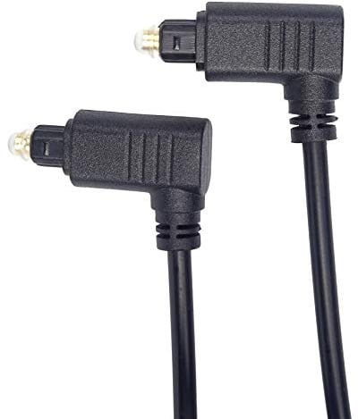 PremiumCord Cable de Audio Óptico Toslink Acodado 2m, Toslink Macho 90° A Macho 90°, Cable Digital para Sistema Estéreo HiFi Sounbar TV, HQ Audio, Chapado En Oro, Color Negro