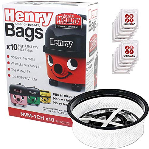 Numatic 12 Round Filter, Hepa-Flo Dust Bags + Freshener Tabs for Henry Hetty Harry James Vacuum Cleaner (Pack of 10)
