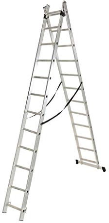 TF ATHOR 11 Step Industrial Double Extendable Aluminium Ladder - Silver