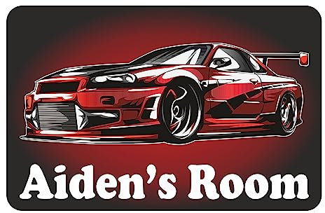 Red Sports Car Bedroom Door Sign Personalised For You - Any Name! Door Plaque,Girls/Boys,Nursery,Decor,Kids Room,Cars