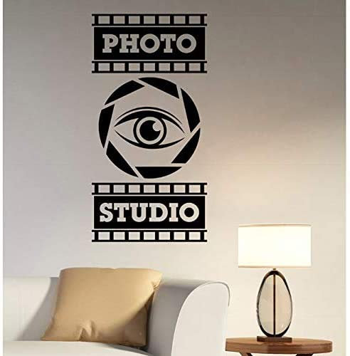 Wandfenster Aufkleber Photo Studio Logo Wandaufkleber Tapete Kamera Augenstreifen Vinyl Kunst Aufkleber Wandbild Selbstklebendes Poster 42X83 Cm