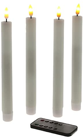 LED Stabkerze 4 teilig Weiß Timer dimmbar Fernbedienung Echtwachs/Kunststoff verschiedene einstell möglicheiten LED Kerzen Stabkerze Weiss Dimmer Timer