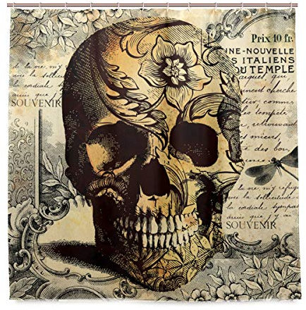 TropicalLife Rideau de Douche Motif tête de Mort Motif tête de Mort avec Crochets 180 x 180 cm