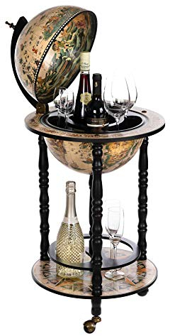 Hausbar Barwagen 33001WB Schwarzweiß 100cm Globusbar Deko Bartisch Weltkugel
