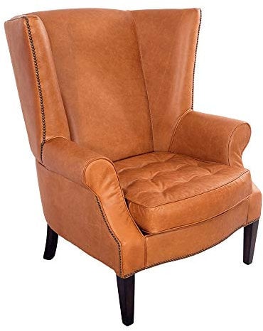 Vintage Line Echtleder Ohrensessel Manea (Columbia Brown)