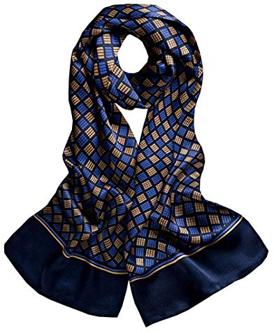 UK_Stone Halstuch Herren 100% Seide Schal Vintage Pattern Seidenschal Herrenschal, (Hahnentritt Karo Pattern Dunkelblau)