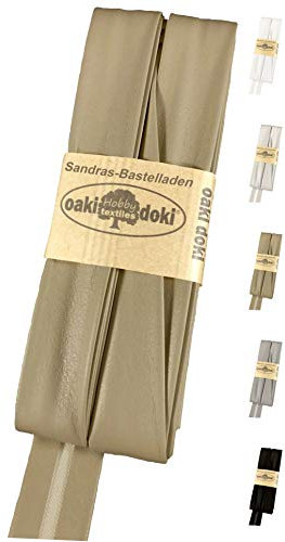 Sandras-Bastelladen Schrägband/Einfassband Veganes Leder/Kunstleder gefalzt 3m x 20mm 055-Sand