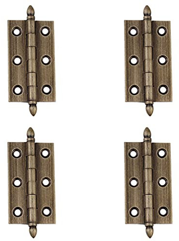 4Pcs 5cm Antique Pure Brass Hinges Furniture Cabinet Drawer Door Square Hinges (Pointed Head)