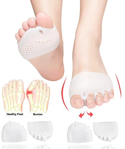 Metatarsal Pads, Gel Toe Separators, Bunion Corrector Cushion, Toe Spacers, Ball of Foot Cushions, Soft&Breathable, Idea for Mortons Neuroma, Blisters, Diabetic Feet, Hammer Toe, Rapid Pain Relief