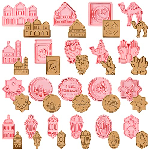 Eid Mubarak Ausstechformen Ramadan Keksausstecher Ramadan Islamisch Muslim Keksform DIY Kekspresse Stempel Formen für Eid Mubarak Urlaub Party Supplies Kekswerkzeuge (stilvoller Stil, 20 Stück)