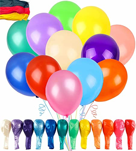 100 bunte Luftballons, Helium geeignet, 85cm Umfang | Ballons als Deko für Kindergeburtstag, Party und Geburtstag