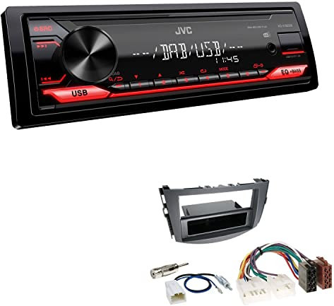 JVC KD-X182DB 1-DIN Autoradio DAB+ USB Digital Receiver inkl. Antenne mit Einbauset passend für Toyota RAV 4 2006-2013 schwarz