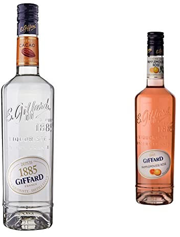 Giffard Liqueur Cacao Blanc 70 cl & Crème de Pamplemousse Rose - Crème de Fruits - Recette Française - Florale et Intense - 70 Cl