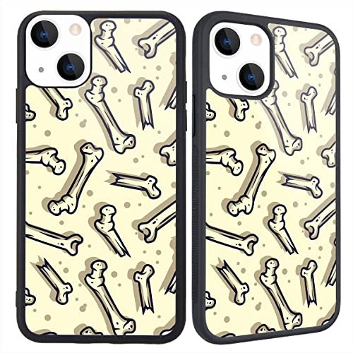 MAYCARI Funny Bones Pattern Compatible with iPhone 13 mini Case for Girls Boys, Hard Back Cover with Cute Cartoon Design Soft TPU Bumper Protective Phone Case