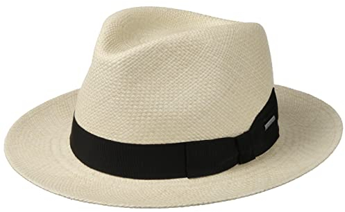 Stetson Valeco Fedora Panamahut - Naturfarbener Hut - Eleganter Sommerhut aus Panamastroh - UV-Schutz 40 - Made in Italy - Unisex - Frühjahr/Sommer Natur L (58-59 cm)