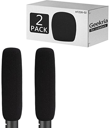 Geekria for Creators - Parabrezza in schiuma compatibile con RODE VideoMic, NTG1, NTG2, NTG4, NTG4+, copertura anti-pop per microfono, copertura antivento per microfono, filtro in spugna (nero,