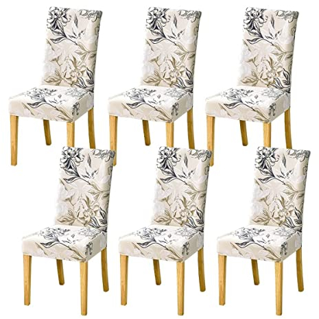 HZDHCLH Stuhlhussen 4er Set Stuhlbezüge Stretch abnehmbar, waschbar, Esszimmerstuhl-Schutzsitz für Hotel Restaurant Küche Hochzeitsfeier(Duftende Blütenschatten/6 Stück)