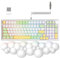 AJAZZ AK992 GASKET RGB Teclado mecánico para juegos Hotswap y reposamuñecas en la nube y cable USB C en espiral,4000 mAh 2,4 Ghz/BT5.0/USB-C,99 teclas,perilla de volumen,tecla PBT (interruptor marrón)