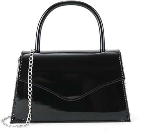 Milisente Clutch Bags For Women Elegant Wedding Evening Handbags Faux Patent Leather Clutches With Top Handle(Black)