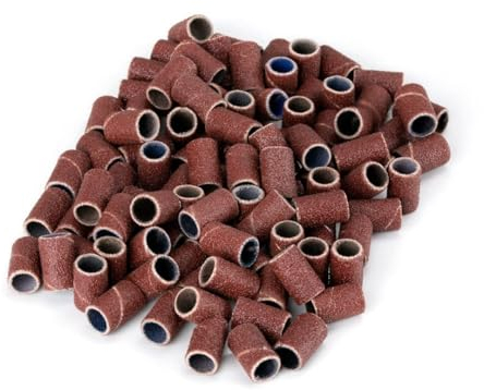 LALILL 100 Pcs. Capuchons Abrasifs, Grain 180 - Manchons Abrasifs, Bandes Abrasives, Perceuse à Poncer - Bandes de Soin des Pieds, Mandrin Coupe-Ongles - Accessoire pour Manucure, Pédicure