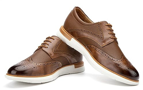 JITAI Herren Oxford Schuhe Business Schuhe Herren Elegante Schuhe Leder Schnürhalbschuhe, Braun-06, 42 EU (9 UK)