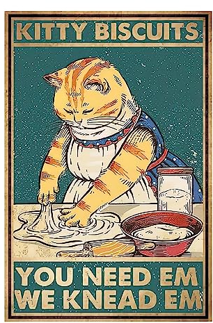 Kitty Biscuits You Need Them We Knead Them Witziges Retro-Schild für Katzenliebhaber - Vintage-Dekoration für Zuhause und Büro, 30x20cm (2339)