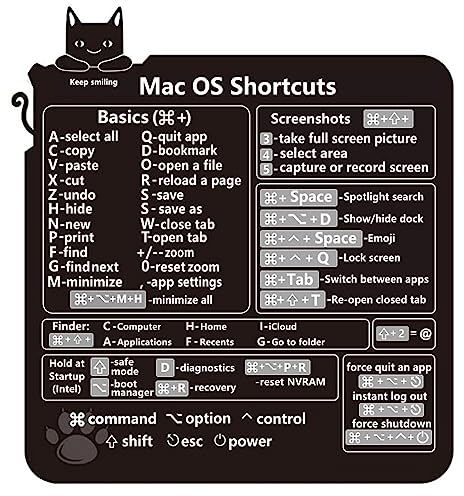 Tastatur Shortcut-Aufkleber für PC-Referenztastatur, Keyboard Shortcut-Aufkleber Photoshop Shortcut-Aufkleber für Mac OS Laptop Desktop (für Mac os shortcuts cat)