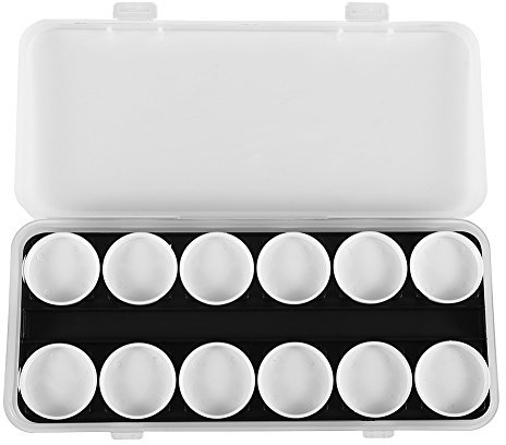 Tomotato Kunststoff-Palette mit Deckel und 24 Gittern für Aquarell, Acryl, Gouache und Ölfarbe, Farbaufbewahrung Organizer für Künstler und Nagelkunst