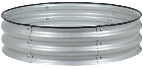 Aoodor Aluzinc Hochbeet aus Metall, 22,9 cm, rund, für den Außenbereich, für Gemüse, Blumen und Kräuter, 76,2 cm, silberfarben