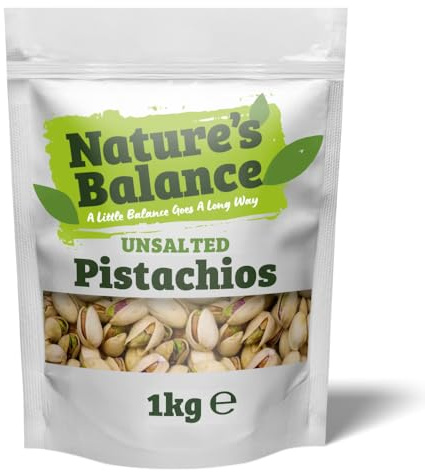 Nature's Balance Whole Raw Unsalted Pistachios No Added Salt in Shell 1kg | Premium Snack Nuts For Baking Cooking Desserts Trail Mix And Everyday Recipes