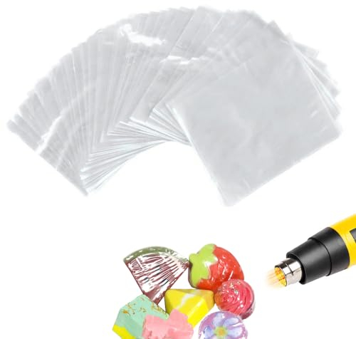 SKYPRO 100Pcs POF Schrumpffolie Taschen 12x17cm Klar Hitze Schrumpffolie Wrap für hausgemachte DIY Verpackung Seife Badebombe Kerze