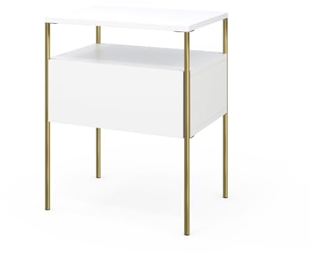 Vicco Nachttisch Mira, Nachtkommode, Weiß/Gold, 40 x 50 cm