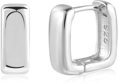 ALEXCRAFT Eckige Ohrringe Creolen Silber 925 Damen Klein Geschenk für Frauen Freundin Mama Mädchen