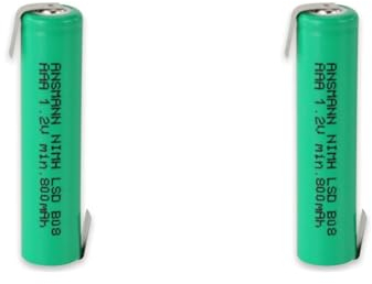 ANSMANN 2311-3003 Micro AAA Akku mit Lötfahne 800 mAh, Grün (Packung mit 2)