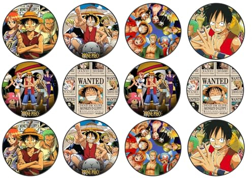 24 Japanese Anime Theme Edible Wafer Cup Cake Toppers (One Piece)