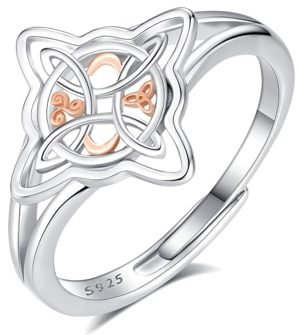 AEONSLOVE Bague Noeud de Sorcière Argent 925 pour Femme Fille Bague Ouverte Nœud Wiccan Bague Réglable Celtique Sorciere pour Pouce Femme