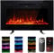 M.C.Haus Chimenea eléctrica ultrafina, silenciosa, 12 llamas diferentes, montaje en pared, pantalla táctil de cristal y mando a distancia, con cristal y troncos de madera (76 cm/30 pulgadas, Smart