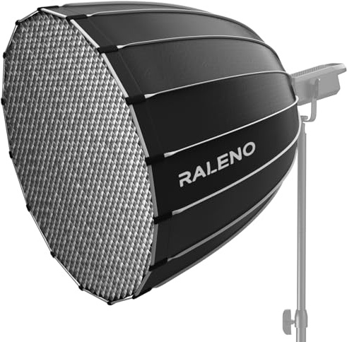 RALENO - Scatola luminosa parabolica da 90 cm con supporto Bowens, griglia a nido d'ape, custodia per il trasporto a configurazione rapida per luce COB Studio, compatibile con Godox Amaran 100x