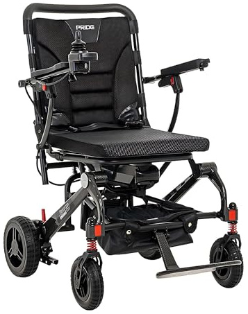 Pride Mobility Jazzy Carbon Power Chair - Electric Wheelchair for Adults, 300 Lbs Weight Capacity, 12 Ah Battery, Black, 17x17 Black Foam Seat